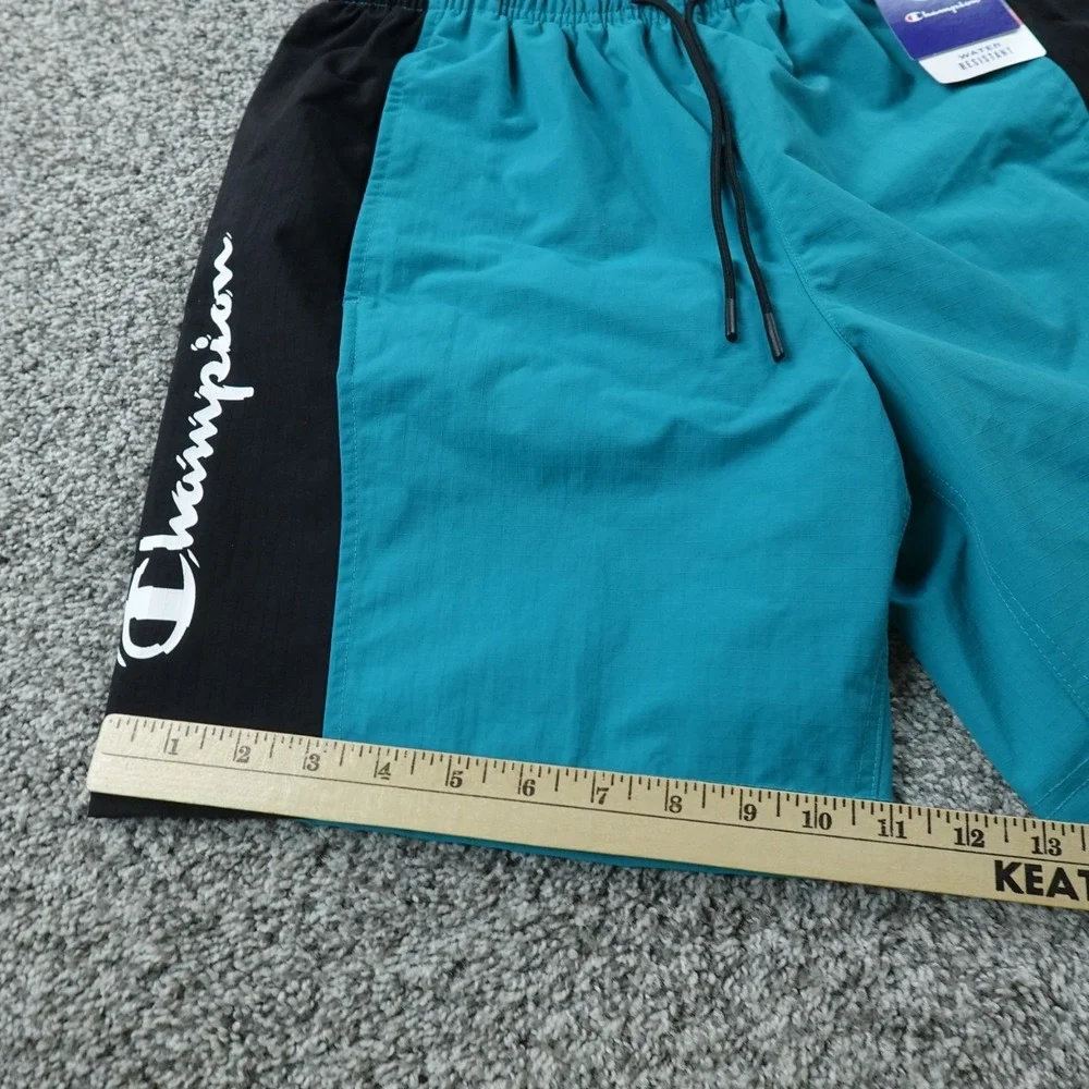 NEW Champion Shorts Mens S Blue Black Drawstring Water Resistant Swim Trunks Gym